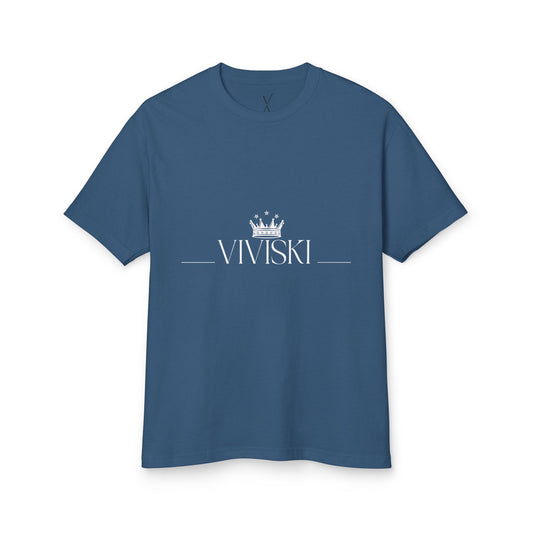 VIVISKI-Heavyweight Cotton Tee - Vintage Blue Tree Design